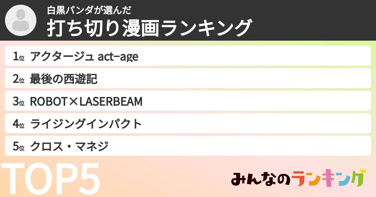 白黒パンダさんの「打ち切り漫画ランキング」