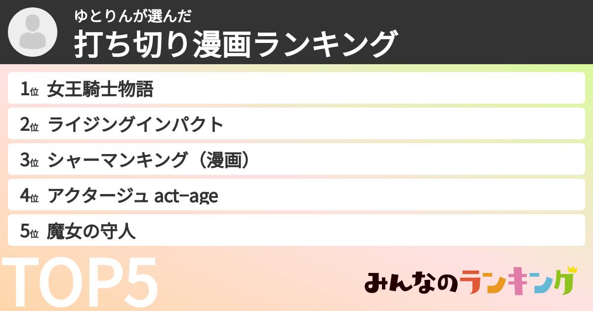ゆとりんさんの「打ち切り漫画ランキング」