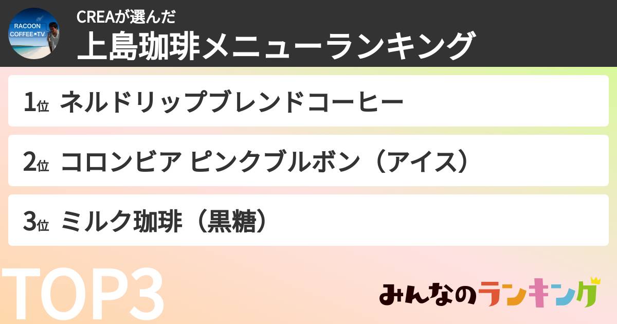 CREAさんの「上島珈琲メニューランキング」