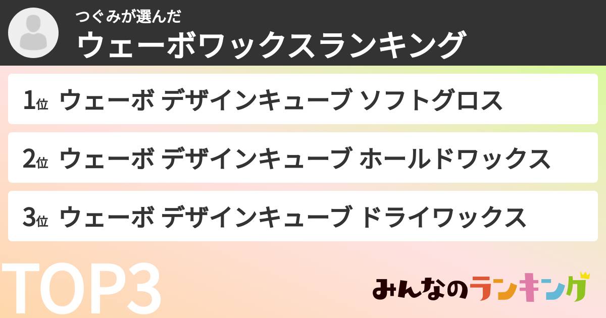 つぐみさんの「ウェーボワックスランキング」