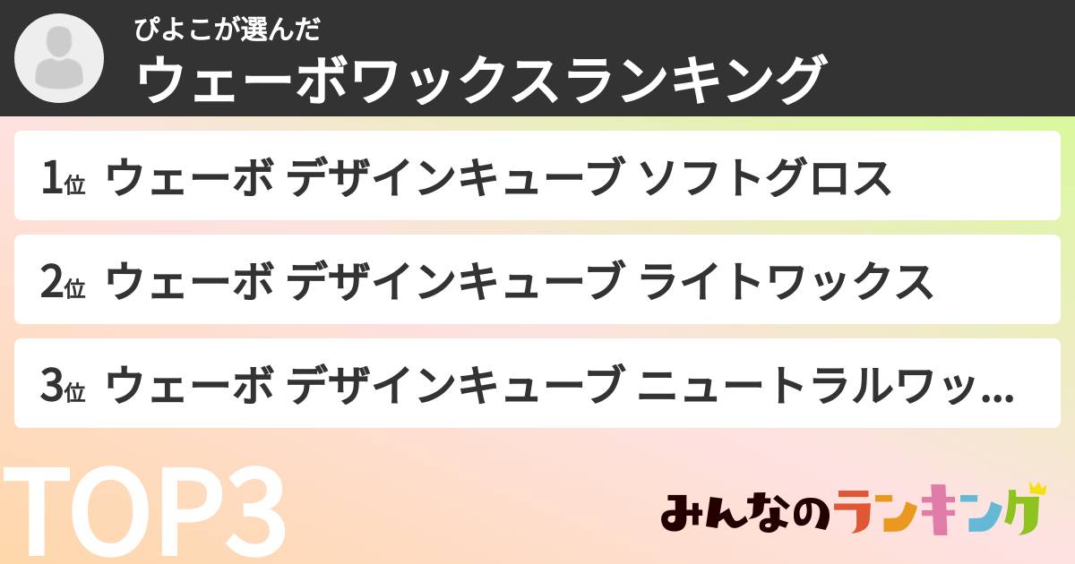 ぴよこさんの「ウェーボワックスランキング」