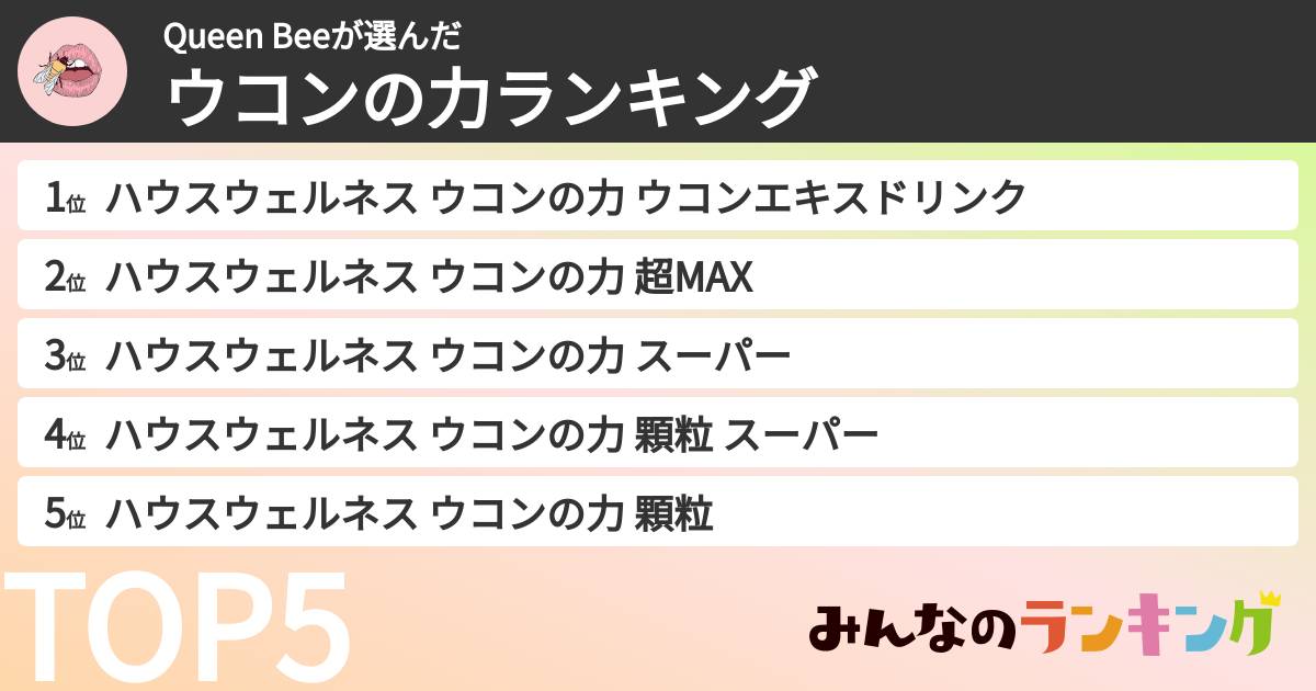 Queen Beeさんの「ウコンの力ランキング」