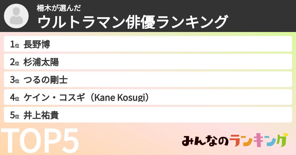 柵木さんの「ウルトラマン俳優ランキング」