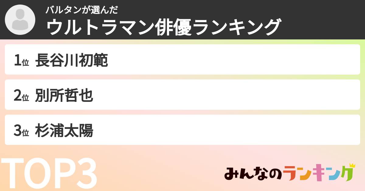 バルタンさんの「ウルトラマン俳優ランキング」