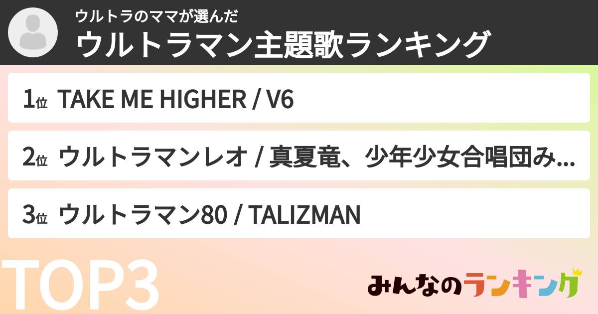 ウルトラのママさんの「ウルトラマン主題歌ランキング」
