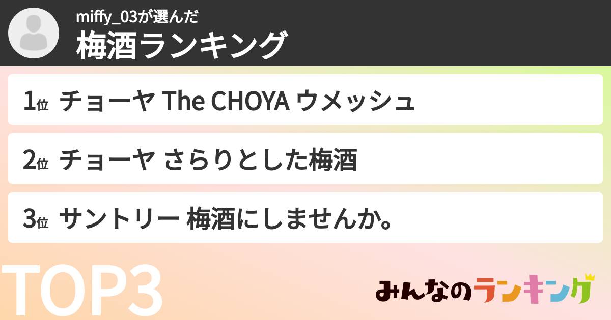 miffy_03さんの「梅酒ランキング」