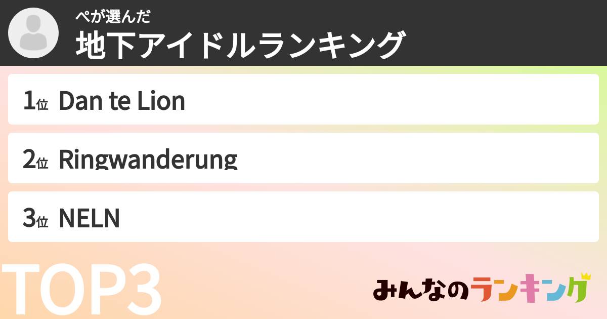 ぺさんの「女性地下アイドルランキング」
