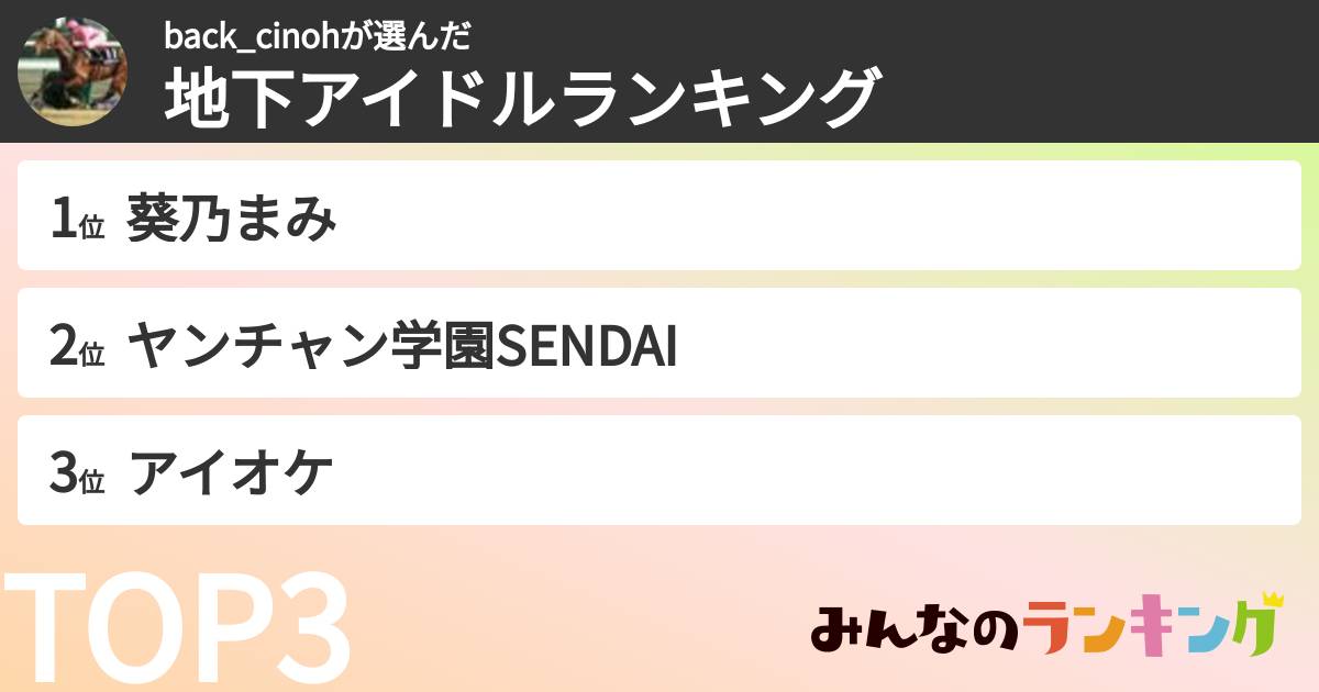 back_cinohさんの「女性地下アイドルランキング」