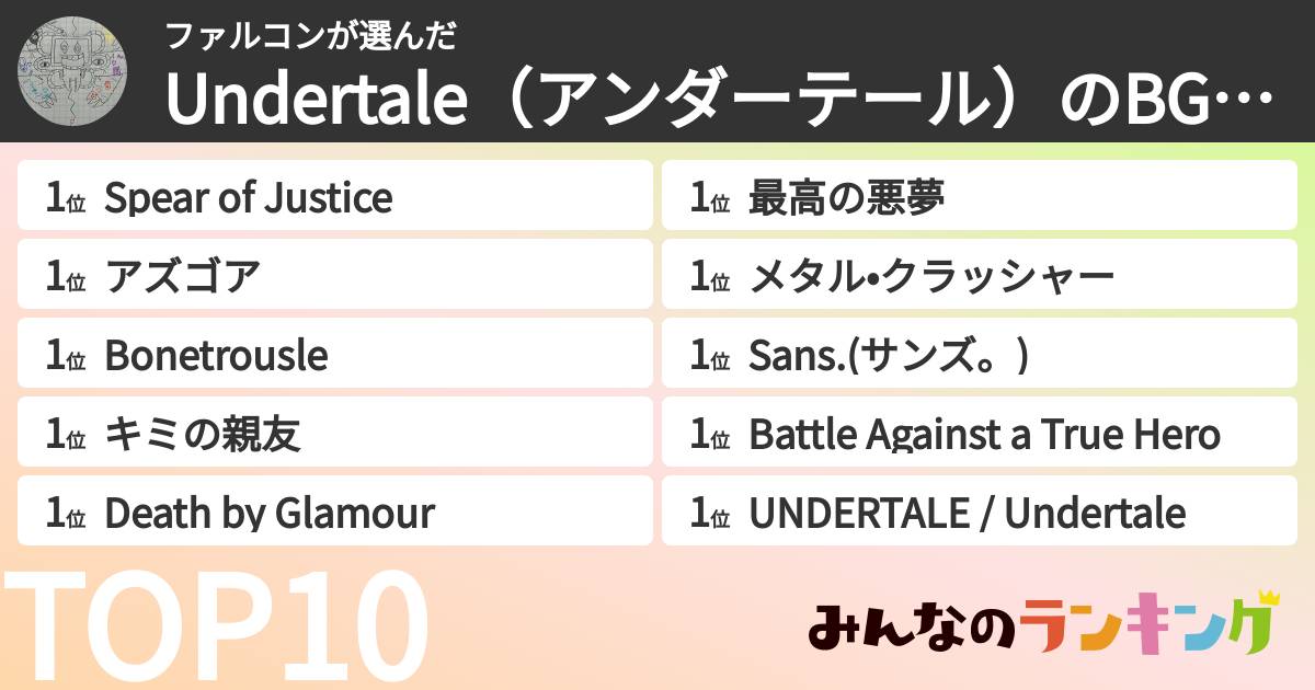 ファルコンさんの「Undertale(アンダーテール)のBGMランキング」