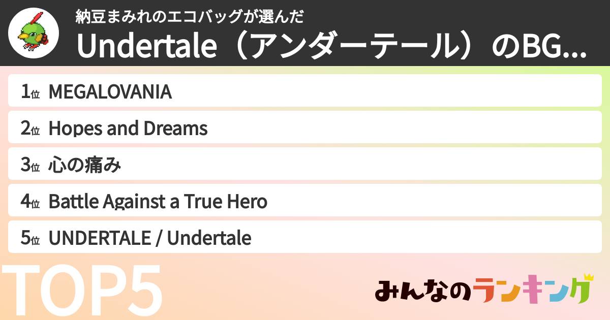 納豆まみれのエコバッグさんの「Undertale（アンダーテール）のBGMランキング」