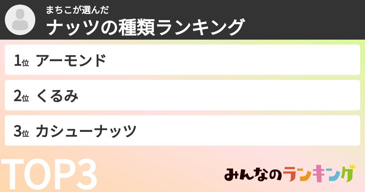 まちこさんの「ナッツの種類ランキング」