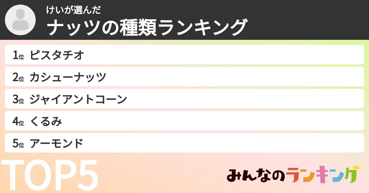 けいさんの「ナッツの種類ランキング」