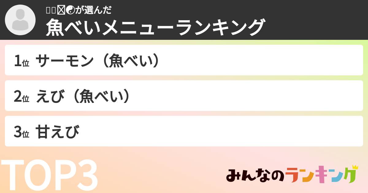 대하🧧☯️さんの「魚べいメニューランキング」