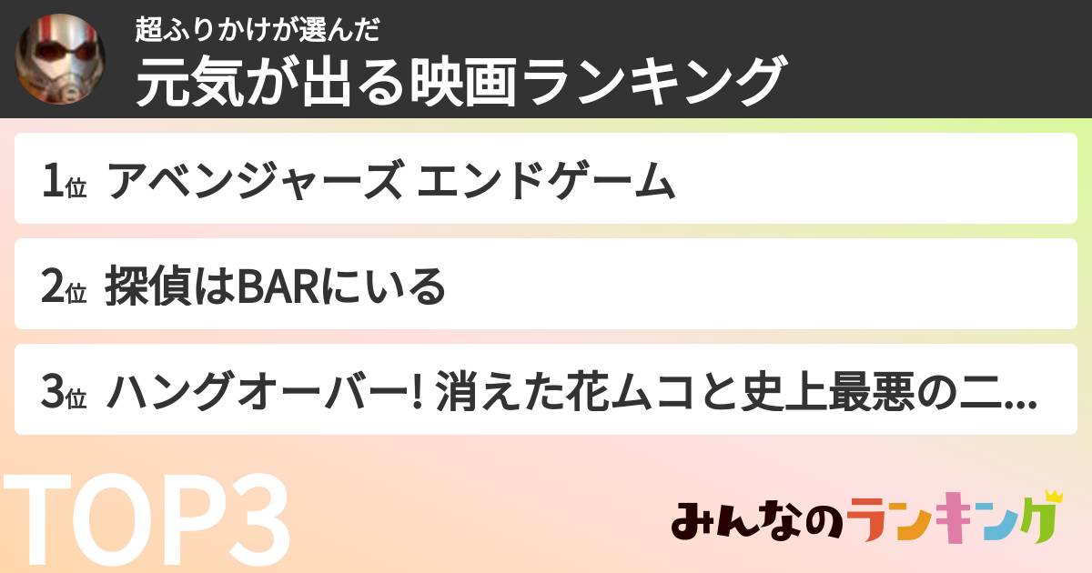 超ふりかけさんの「元気が出る映画ランキング」