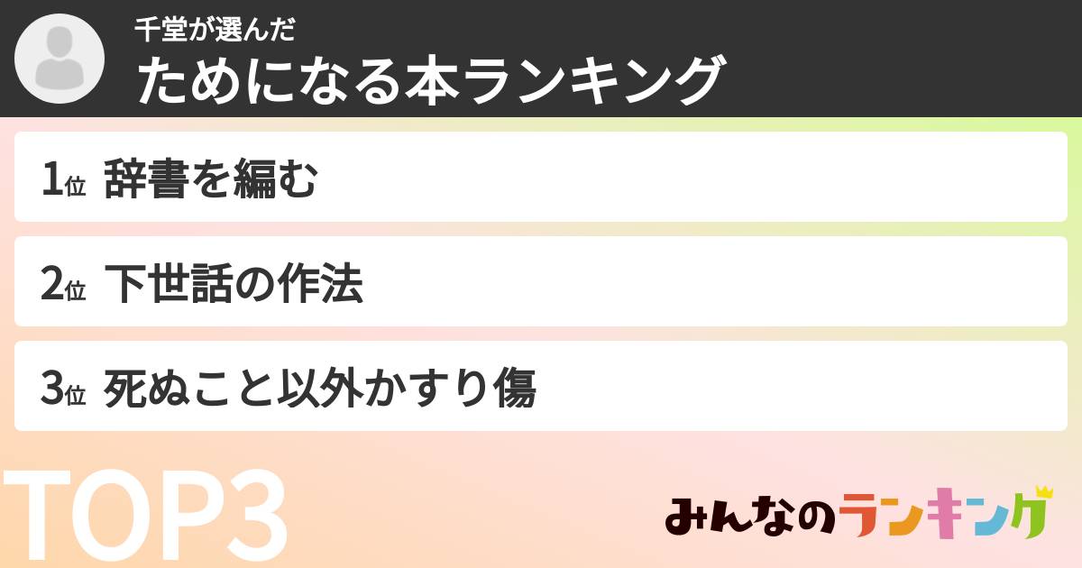 千堂さんの「ためになる本ランキング」