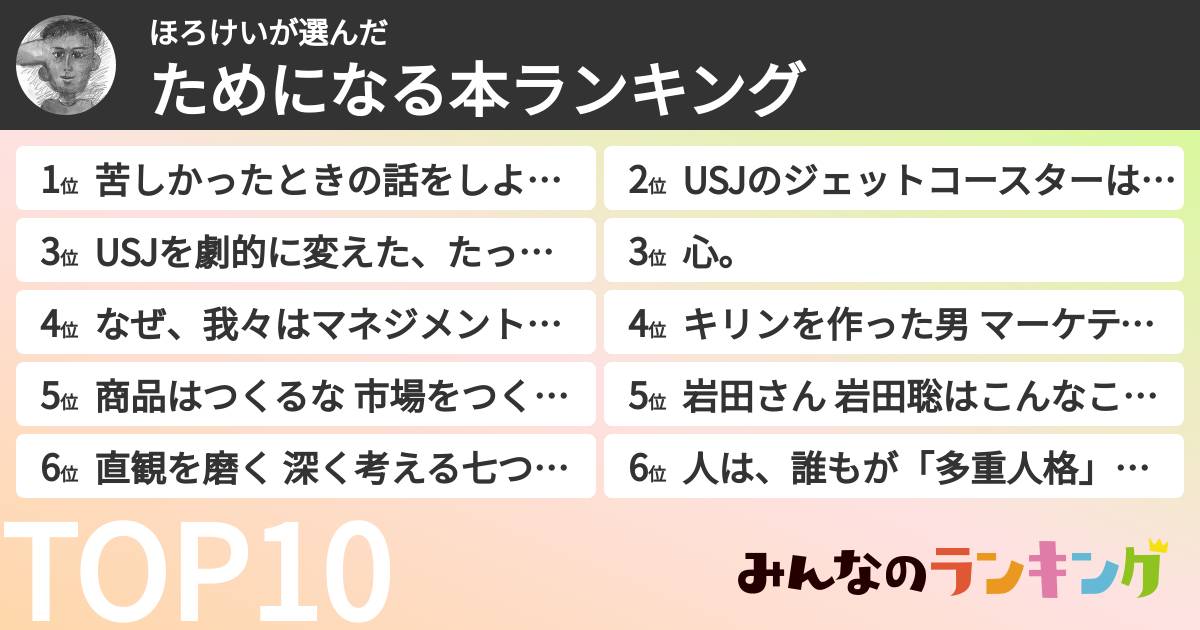 ほろけいさんの「ためになる本ランキング」
