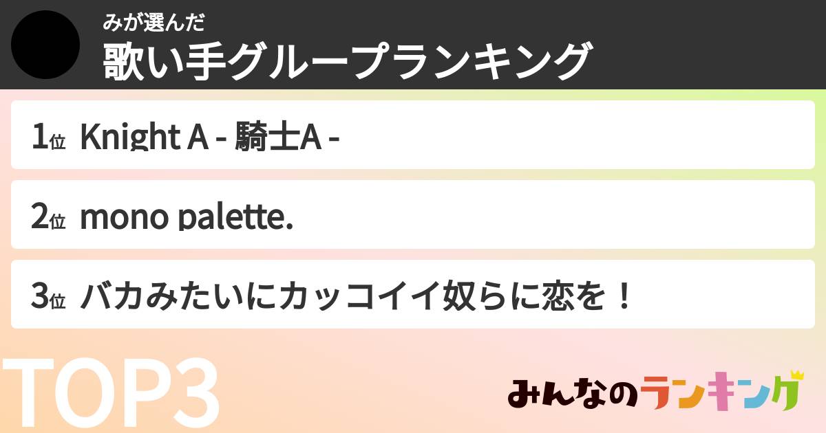 みさんの「歌い手グループランキング」