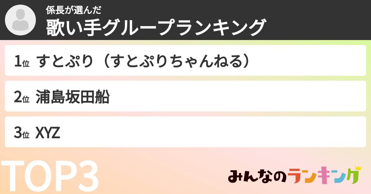 係長さんの「歌い手グループランキング」