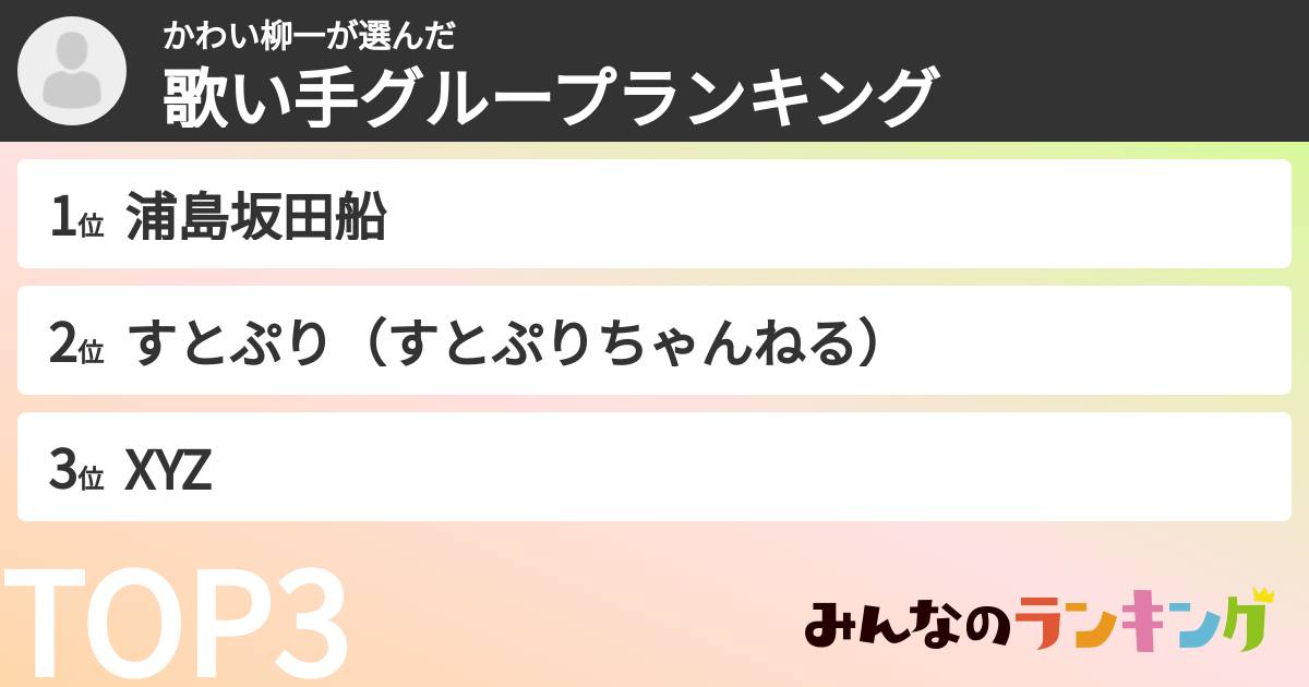 かわい柳一さんの「歌い手グループランキング」
