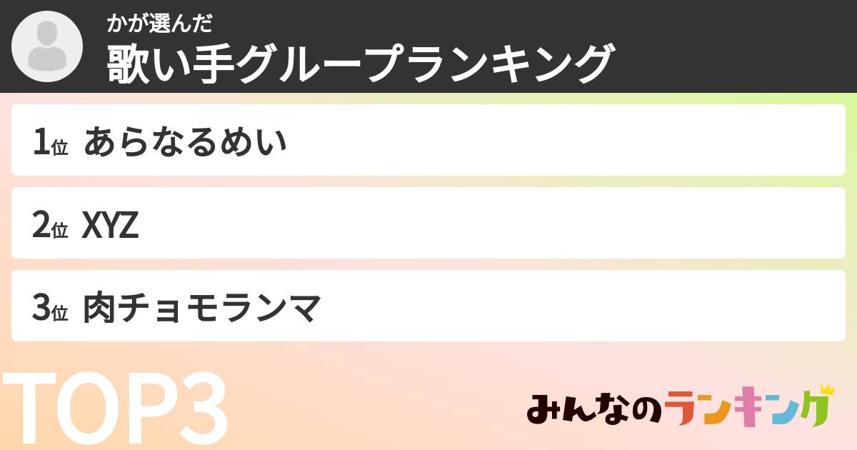 かさんの「歌い手グループランキング」