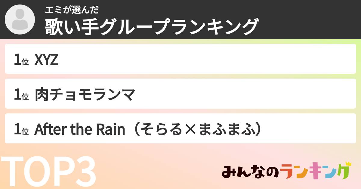 エミさんの「歌い手グループランキング」