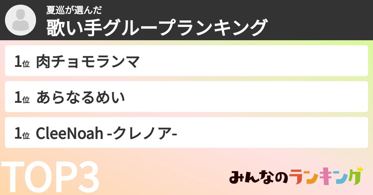 夏巡さんの「歌い手グループランキング」