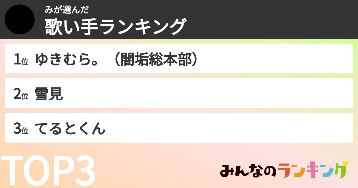 みさんの「歌い手ランキング」