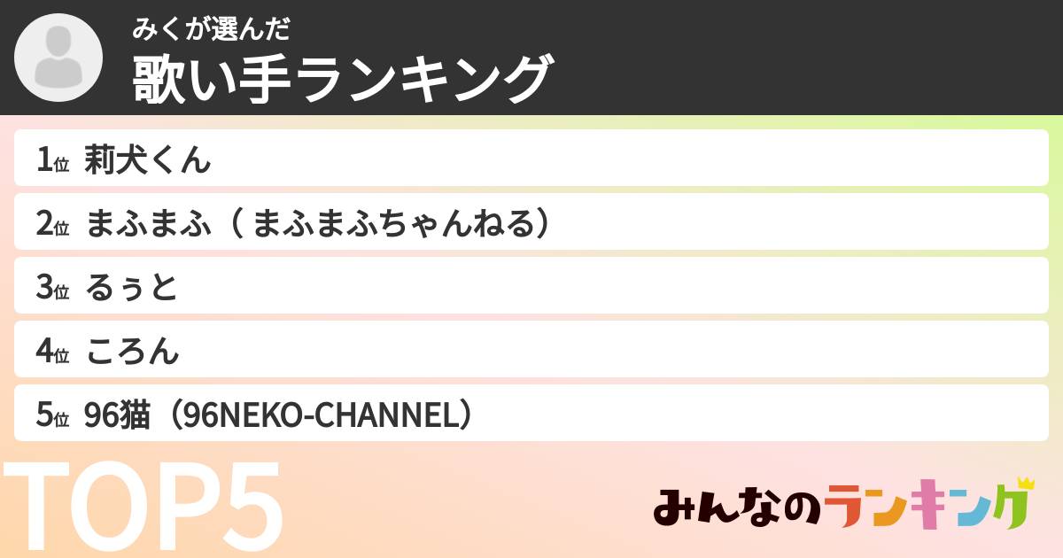 みくさんの「歌い手ランキング」