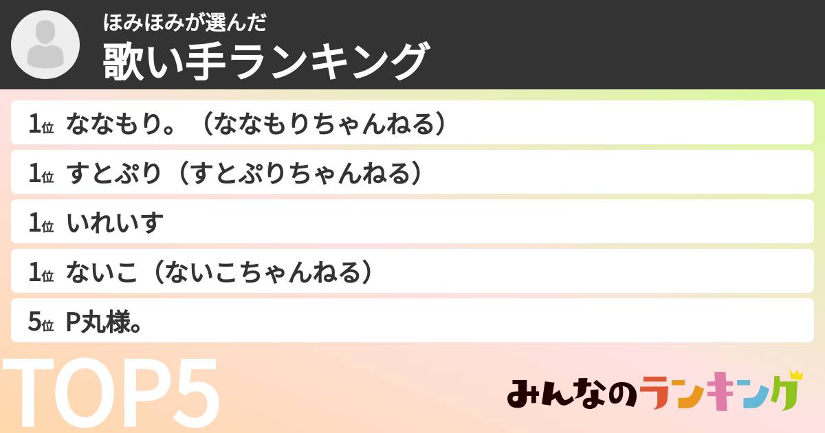 ほみほみさんの「歌い手ランキング」