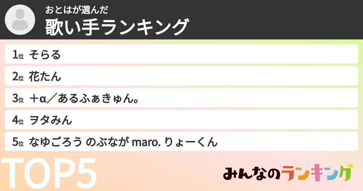 おとはさんの「歌い手ランキング」