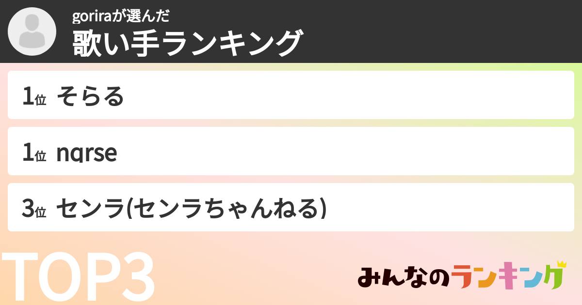 goriraさんの「歌い手ランキング」