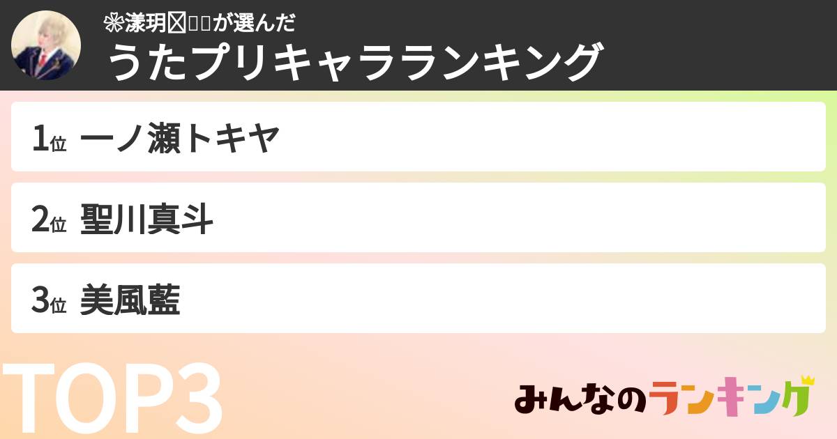 ❀漾玥✾🎶🌻さんの「うたプリキャラランキング」