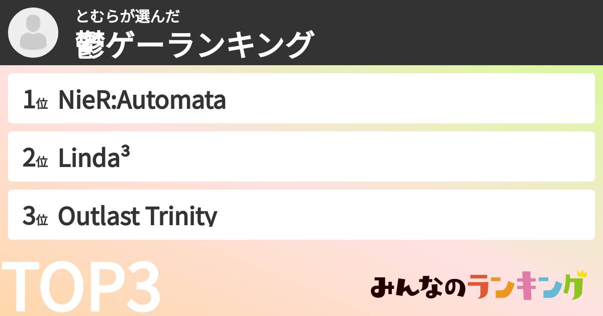 とむらさんの「鬱ゲーランキング」