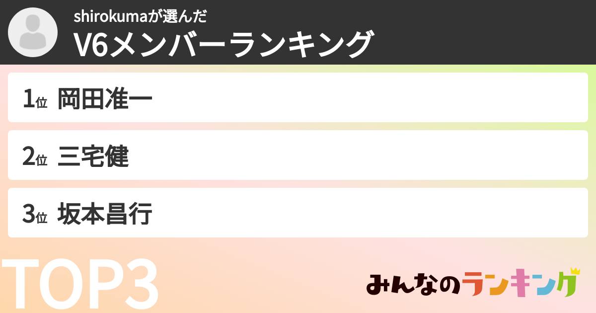shirokumaさんの「V6メンバーランキング」