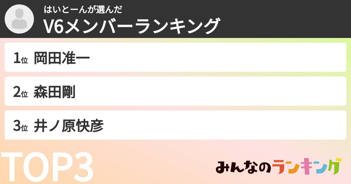 はいとーんさんの「V6メンバーランキング」