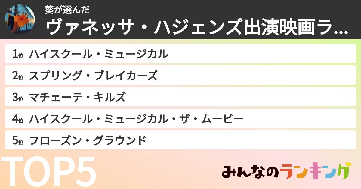 葵さんの「ヴァネッサ・ハジェンズ出演映画ランキング」