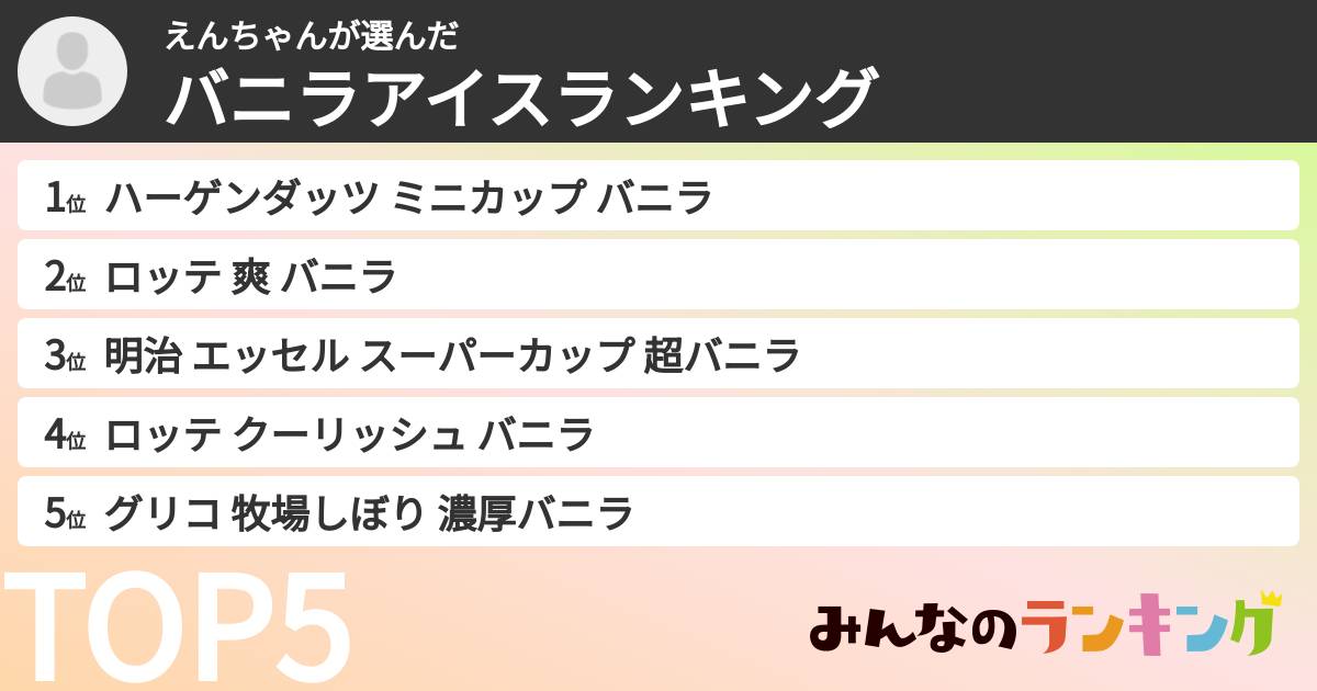 えんちゃんさんの「バニラアイスランキング」