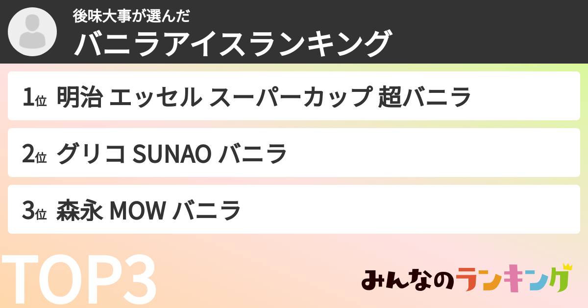後味大事さんの「バニラアイスランキング」