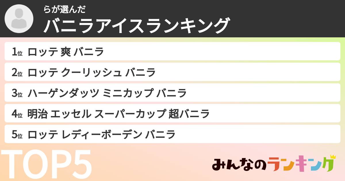 らさんの「バニラアイスランキング」