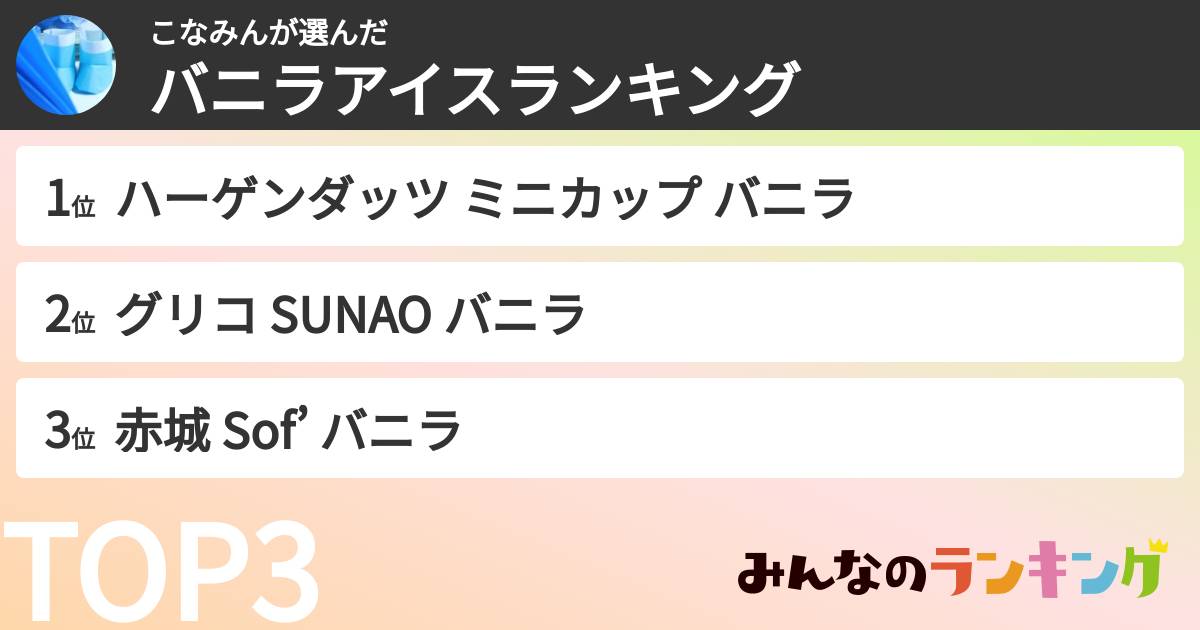こなみんさんの「バニラアイスランキング」