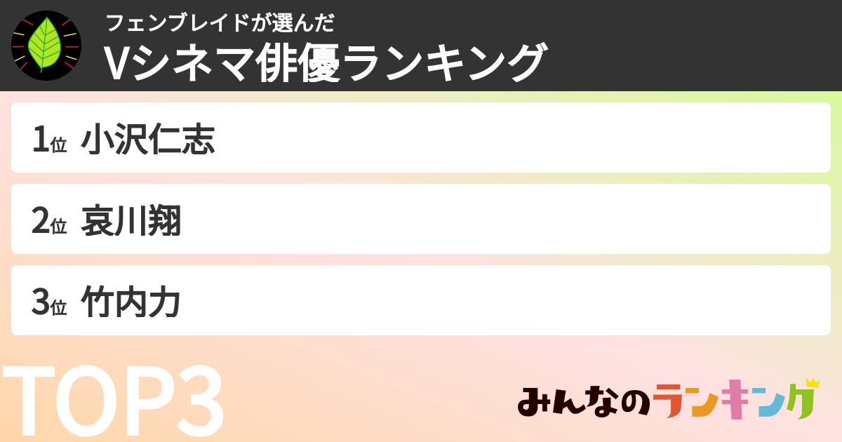 フェンブレイドさんの「Vシネマ俳優ランキング」