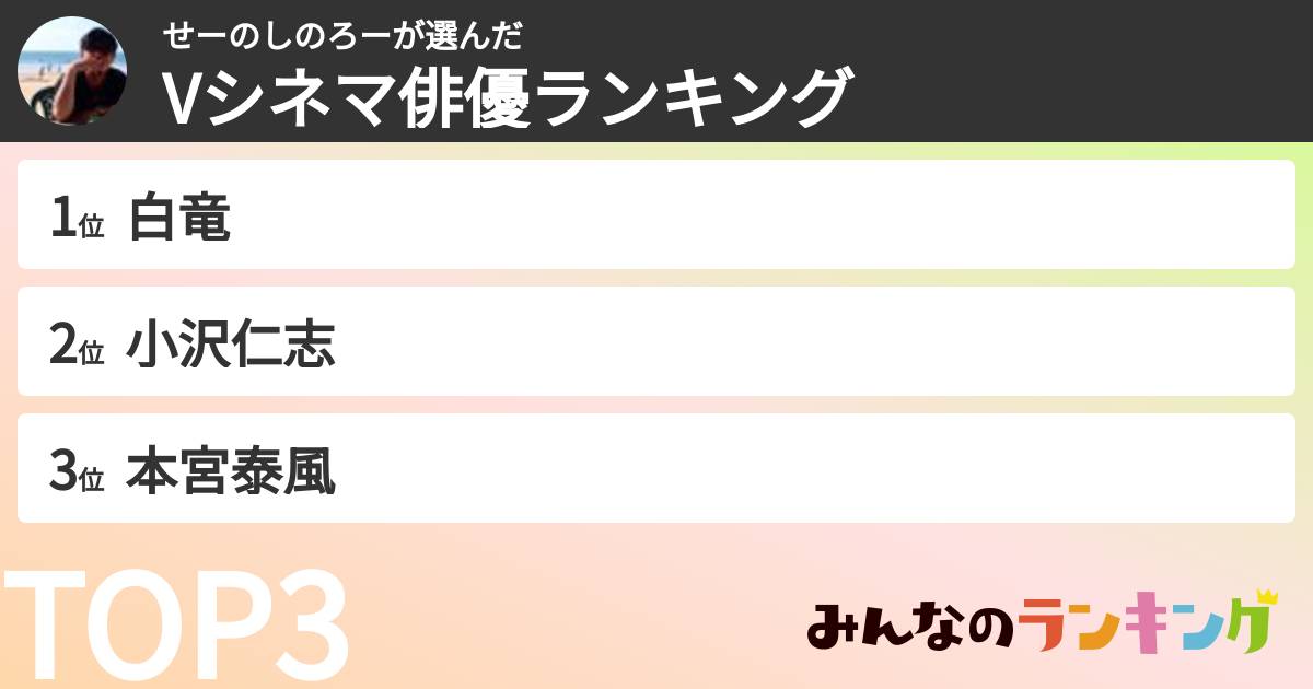 せーのしのろーさんの「Vシネマ俳優ランキング」