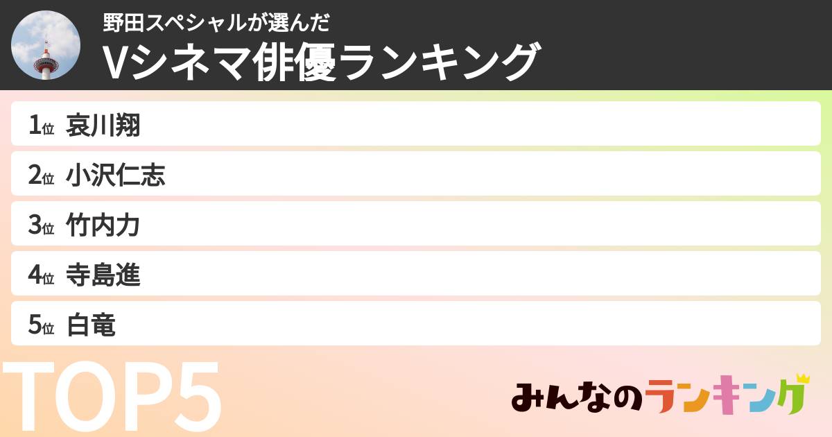 野田スペシャルさんの「Vシネマ俳優ランキング」
