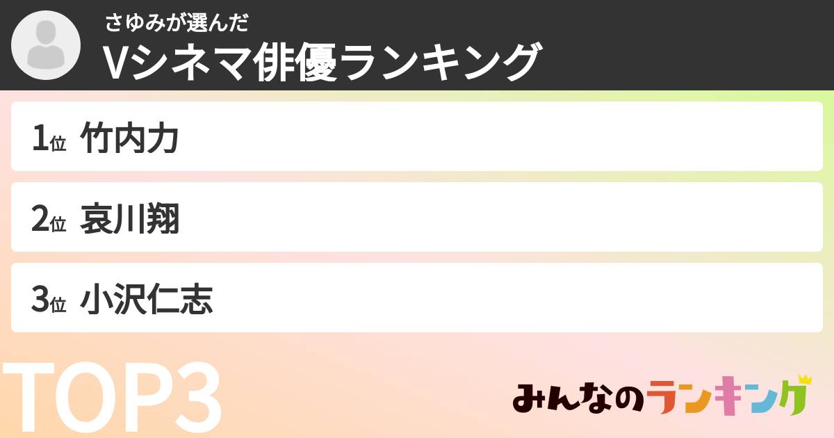 さゆみさんの「Vシネマ俳優ランキング」