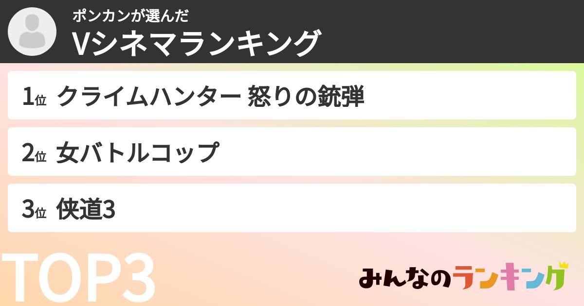 ポンカンさんの「Vシネマランキング」