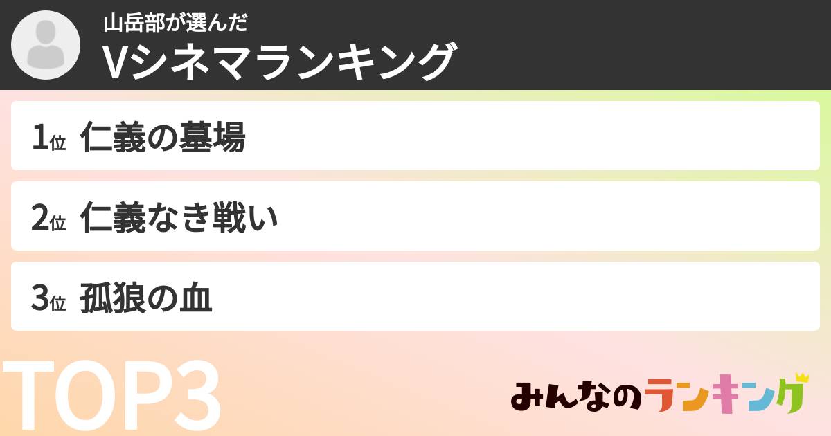 山岳部さんの「Vシネマランキング」