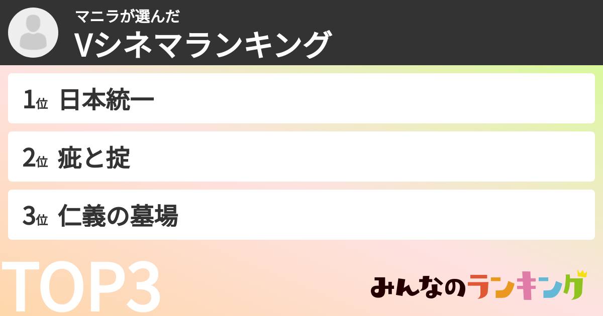 マニラさんの「Vシネマランキング」