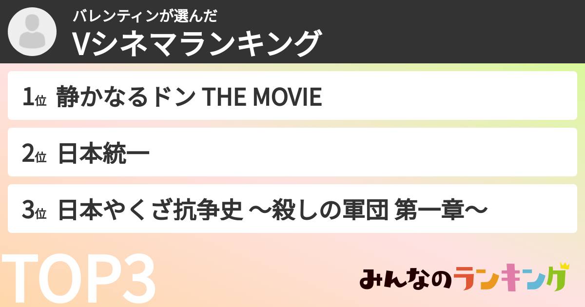 バレンティンさんの「Vシネマランキング」