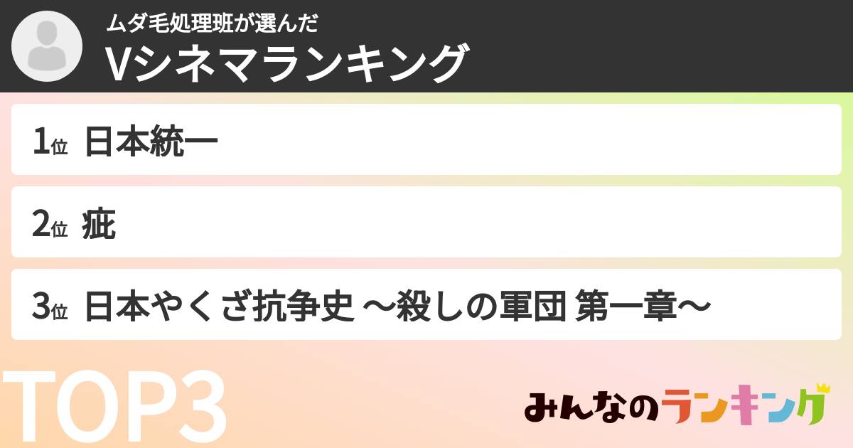 ムダ毛処理班さんの「Vシネマランキング」