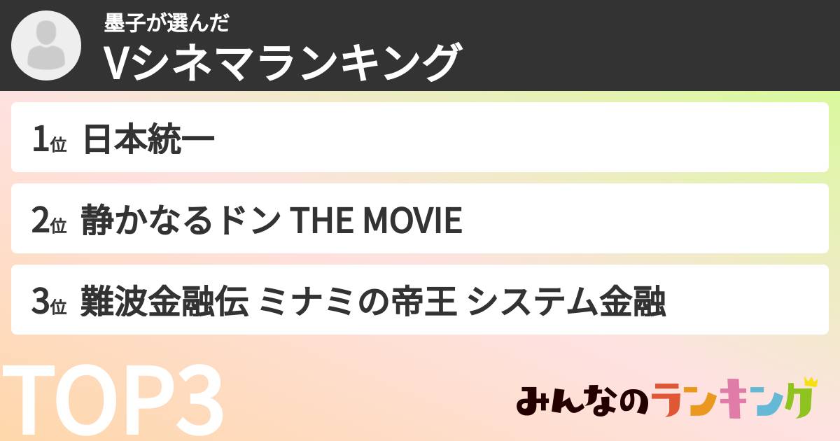 墨子さんの「Vシネマランキング」